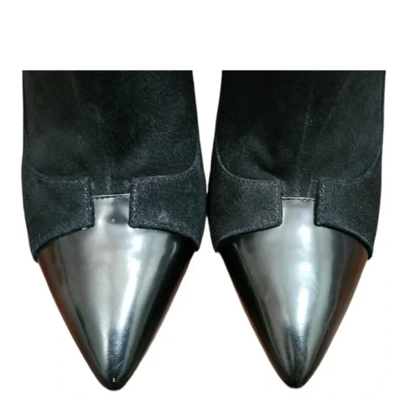 Alice + Olivia Dametrie Suede & Leather Ankle Heeled Boots Sz 6 - Picture 4 of 9